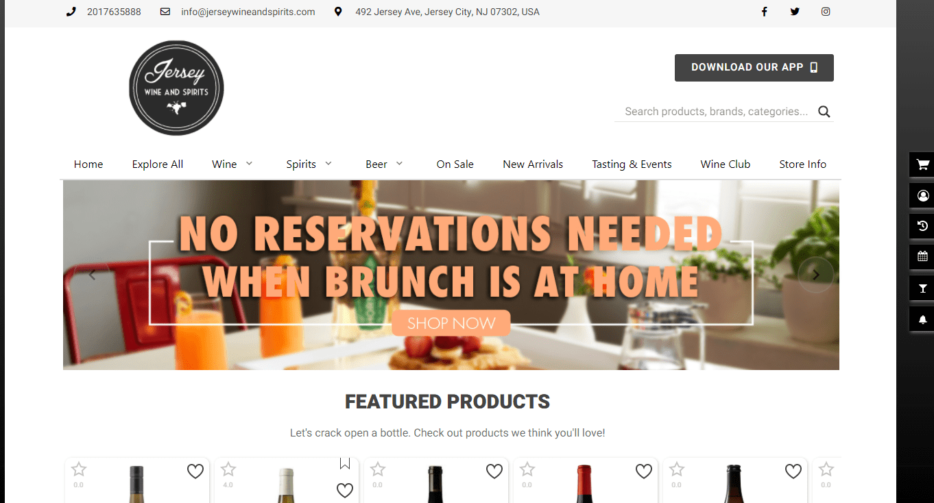 Jersey Wine and Spirits' Homepage